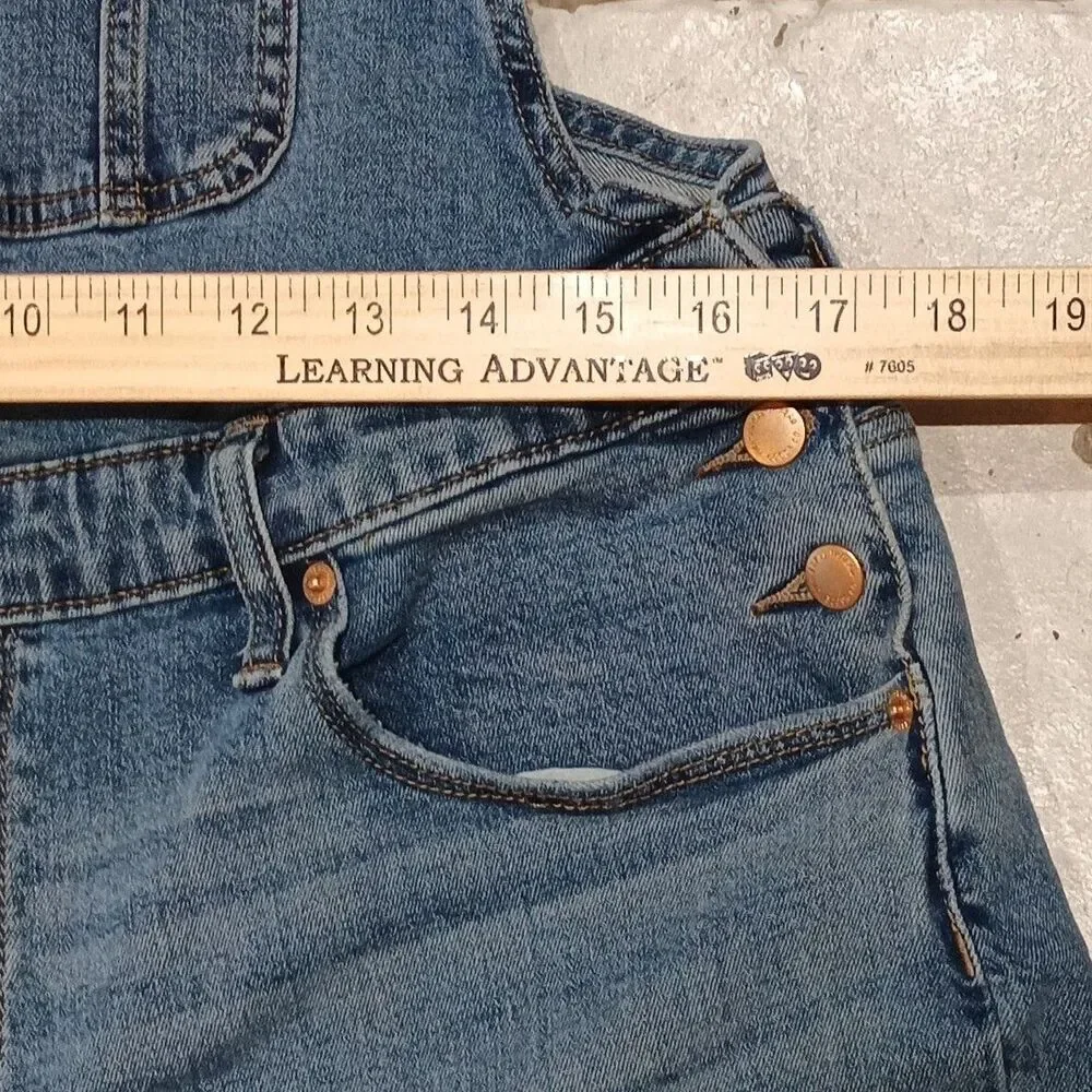 UNIVERSAL THREAD Denim Bib Overalls Full Length Raw Hem Mid Rise SIZE 14/26R